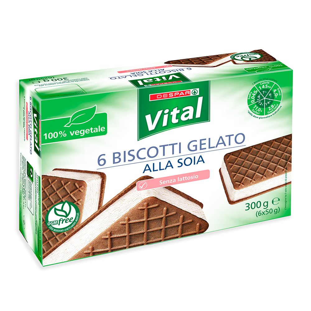 Biscotti gelato alla soia senza lattosio linea prodotti a marchio Despar Vital