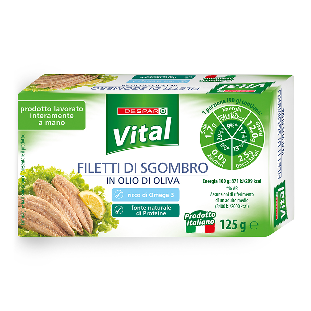 Filetti di sgombro in olio di oliva linea prodotti a marchio Despar Vital